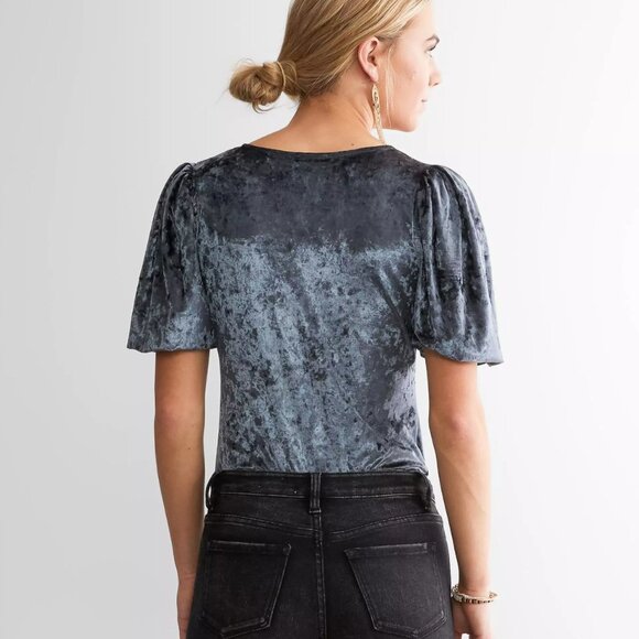 Intimately Free People Don’t You Wish Velvet Bodysuit in Sunflower Seed - Picture 7 of 7